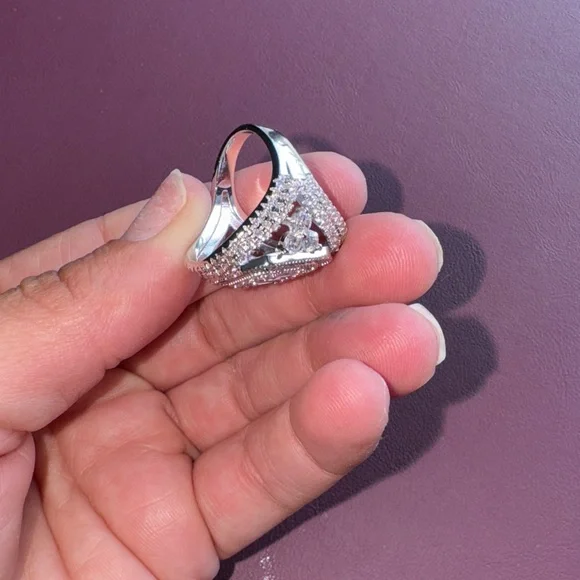 New Elegant Silver Statement Ring 925 size 7 - Picture 6 of 7